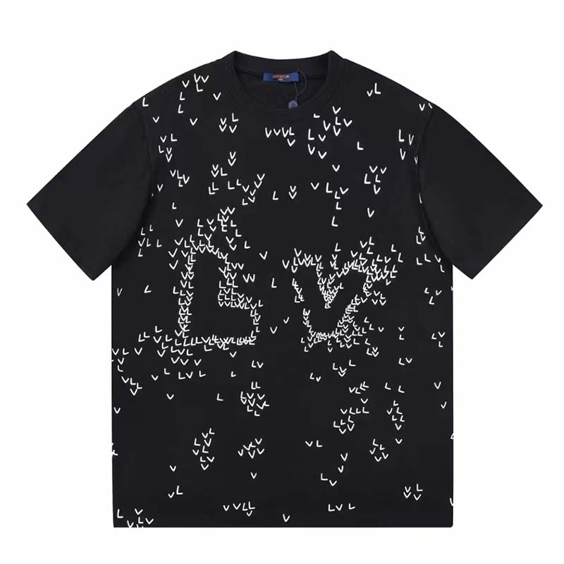 LOUIS VUITTON 1AA53Z Spread embroidery T-Shirt XL Black X White