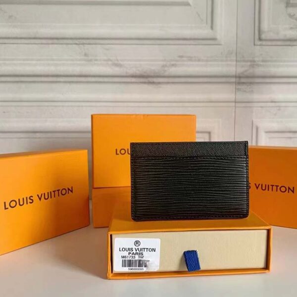 Louis Vuitton LV Unisex Card Holder Wallet Black Epi leather (1)