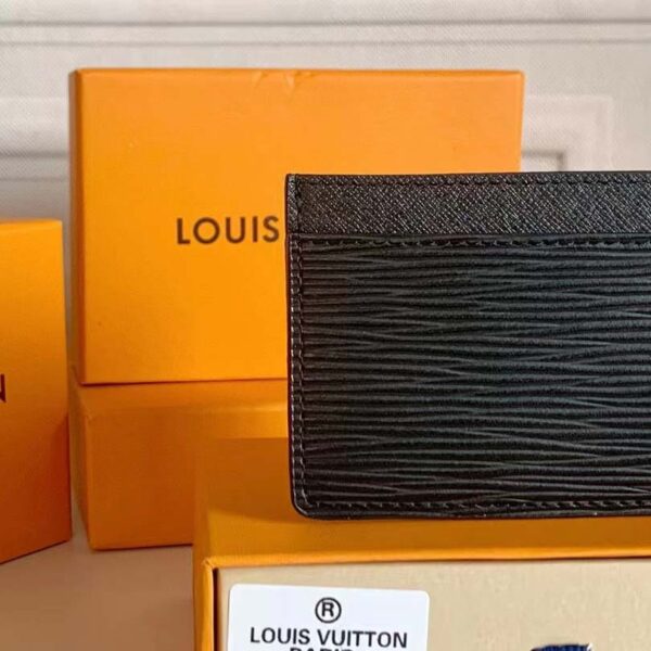 Louis Vuitton LV Unisex Card Holder Wallet Black Epi leather (4)