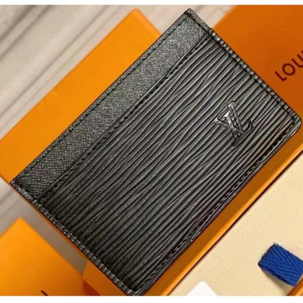 Louis Vuitton LV Unisex Card Holder Wallet Black Epi leather (5)