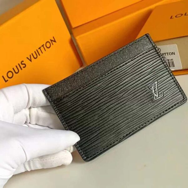 Louis Vuitton LV Unisex Card Holder Wallet Black Epi leather (8)