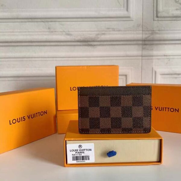 Louis Vuitton LV Unisex Card Holder Wallet Brown Damier Coated Canvas (6)