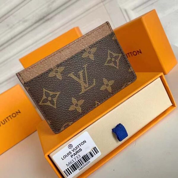 Louis Vuitton LV Unisex Card Holder Wallet Brown Monogram Coated Canvas (4)