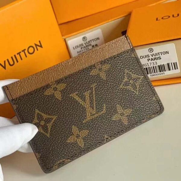 Louis Vuitton LV Unisex Card Holder Wallet Brown Monogram Coated Canvas (7)