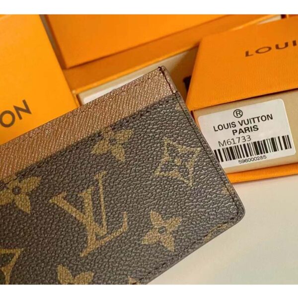 Louis Vuitton LV Unisex Card Holder Wallet Brown Monogram Coated Canvas (8)