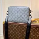 Louis Vuitton LV Unisex Duo Messenger Anthracite Gray Monogram Shadow Calf Leather - Image 2