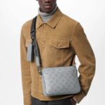 Louis Vuitton LV Unisex Duo Messenger Anthracite Gray Monogram Shadow Calf Leather - Image 11