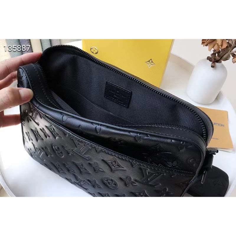 Louis Vuitton Duo Messenger Bag Black Monogram-Embossed Calf