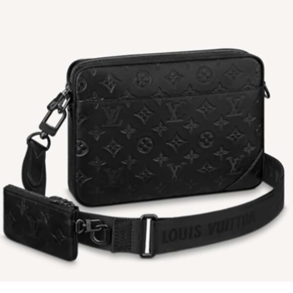 Louis Vuitton LV Unisex Duo Messenger Black Monogram Shadow Calf Leather (6)