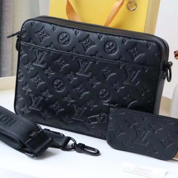 Louis Vuitton LV Unisex Duo Messenger Black Monogram Shadow Calf Leather (7)