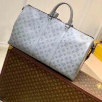 Louis Vuitton LV Unisex Keepall 50B Anthracite Gray Monogram Shadow Calf Leather (5)