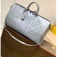 Louis Vuitton LV Unisex Keepall 50B Anthracite Gray Monogram Shadow Calf Leather (5)