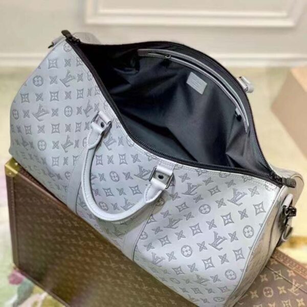 Louis Vuitton LV Unisex Keepall 50B Anthracite Gray Monogram Shadow Calf Leather (8)