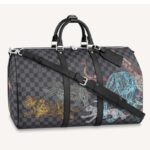 Louis Vuitton LV Unisex Keepall 50B Damier Graphite Stamps Coated Canvas