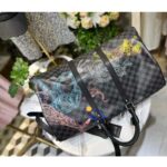 Louis Vuitton LV Unisex Keepall 50B Damier Graphite Stamps Coated Canvas - Image 5
