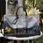 Louis Vuitton LV Unisex Keepall 50B Damier Graphite Stamps Coated Canvas - Image 2