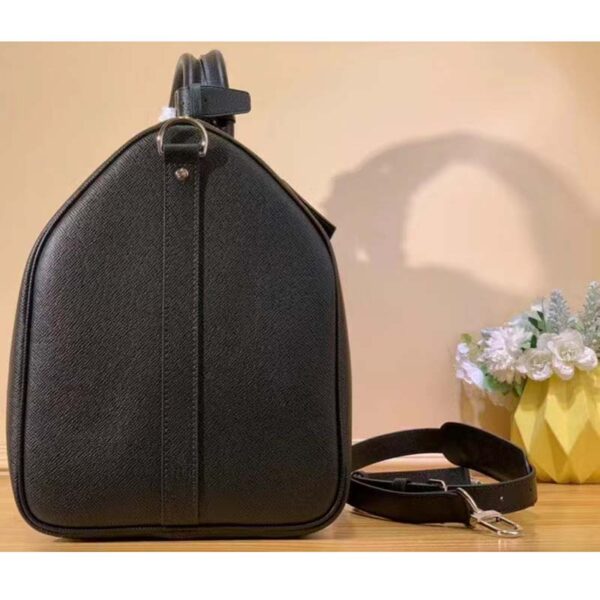 Louis Vuitton LV Unisex Keepall Bandoulière 50 Bag Black Ultra-Soft Taiga Leather (4)