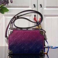 Louis Vuitton LV Unisex Mini Soft Trunk Blue Pink Taurillon Cowhide Leather (13)