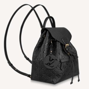 Louis Vuitton LV Unisex Montsouris Backpack Black Black Embossed Cowhide Leather
