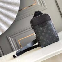Louis Vuitton LV Unisex Outdoor Sling Bag Black Coated Canvas Cowhide Leather (7)