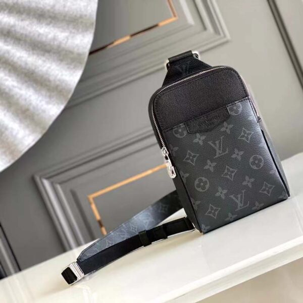 Louis Vuitton LV Unisex Outdoor Sling Bag Black Coated Canvas Cowhide Leather (2)