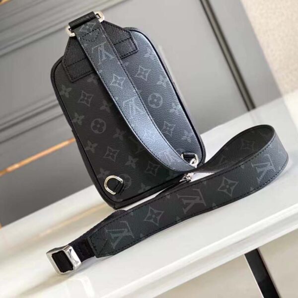 Louis Vuitton LV Unisex Outdoor Sling Bag Black Coated Canvas Cowhide Leather (6)