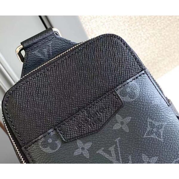 Louis Vuitton LV Unisex Outdoor Sling Bag Black Coated Canvas Cowhide Leather (9)