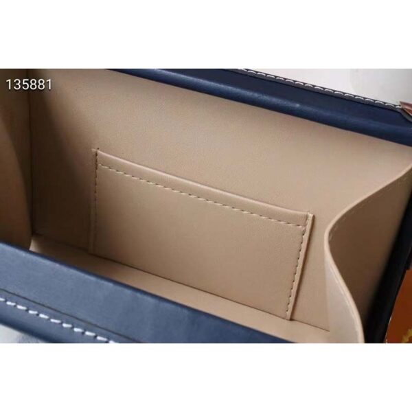 Louis Vuitton LV Unisex Petite Malle Box Handbag Blue Denim Monogram Canvas (1)