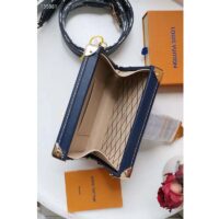 Louis Vuitton LV Unisex Petite Malle Box Handbag Blue Denim Monogram Canvas (2)