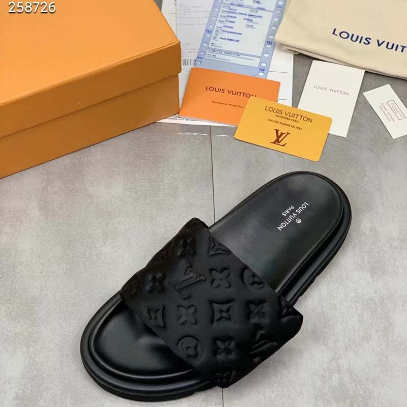 LOUIS VUITTON Pool Pillow Mule Monogram Sandal w/Box 39EU=9US Black/Blue