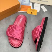 Louis Vuitton LV Unisex Pool Pillow Flat Comfort Mule Fuchsia Pink Monogram (1)