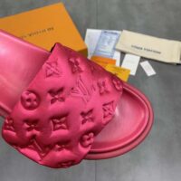 Louis Vuitton LV Unisex Pool Pillow Flat Comfort Mule Fuchsia Pink Monogram (1)