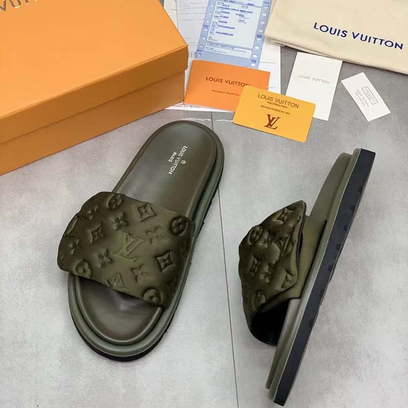 Louis Vuitton Women’s Pool Pillow Flat Comfort Mule Green For Women LV  1AA0SY in 2023