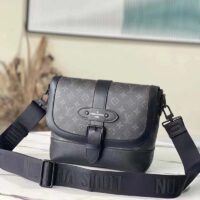 Louis Vuitton LV Unisex Saumur Messenger Monogram Eclipse Coated Canvas Black (2)