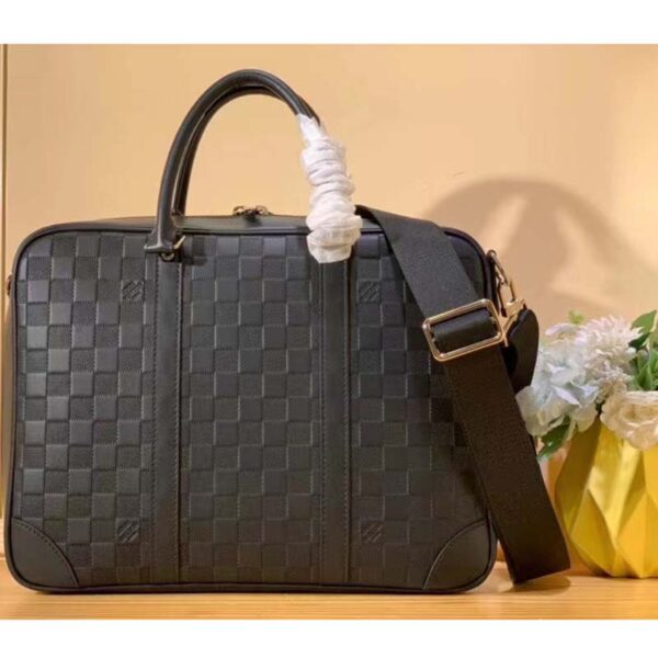 Louis Vuitton LV Unisex Sirius Briefcase Black Damier Infini Onyx Cowhide Leather (10)