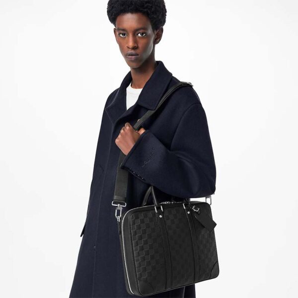 Louis Vuitton LV Unisex Sirius Briefcase Black Damier Infini Onyx Cowhide Leather (12)