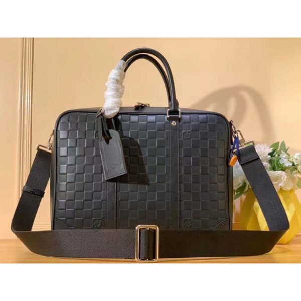 Louis Vuitton LV Unisex Sirius Briefcase Black Damier Infini Onyx Cowhide Leather (4)