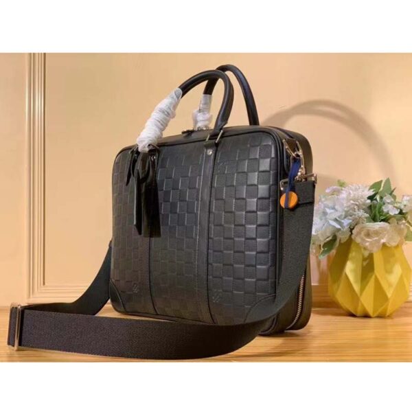 Louis Vuitton LV Unisex Sirius Briefcase Black Damier Infini Onyx Cowhide Leather (9)