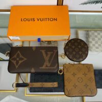 Louis Vuitton LV Unisex Trio Pouch Monogram Giant Mini Coated Canvas Cowhide (2)