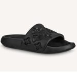 Louis Vuitton LV Unisex Waterfront Mule Nero Monogramma in Gomma Goffrata Impermeabile