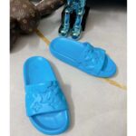 Louis Vuitton LV Unisex Waterfront Mule Blue Monogram Embossed Rubber Waterproof - Image 4