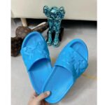 Louis Vuitton LV Unisex Waterfront Mule Blue Monogram Embossed Rubber Waterproof - Image 5