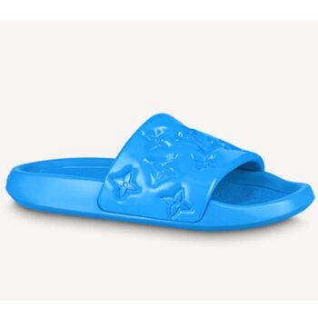 Louis Vuitton LV Unisex Waterfront Mule Blue Monogram Embossed Rubber Waterproof