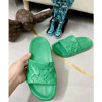 Louis Vuitton LV Unisex Waterfront Mule Green Monogram Embossed Rubber Waterproof - Image 6