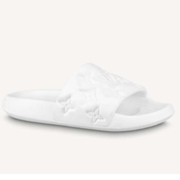 Louis Vuitton LV Unisex Waterfront Mule White Monogram Embossed Rubber Waterproof