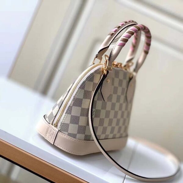Louis Vuitton LV Women Alma BB Handbag Beige Damier Azur Coated Canvas (4)