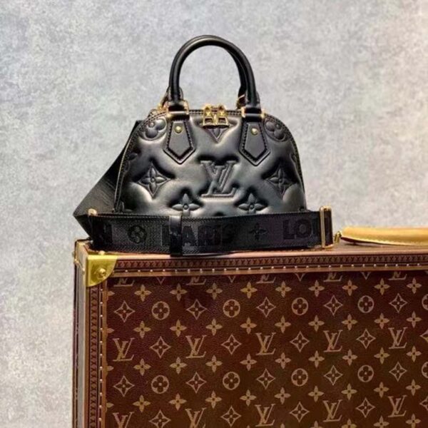 Louis Vuitton LV Women Alma BB Handbag Black Quilted Embroidered Smooth Calf (10)