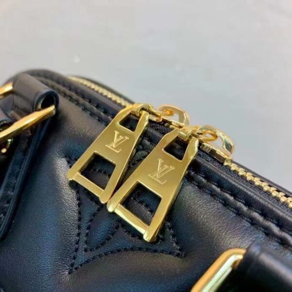 Louis Vuitton LV Women Alma BB Handbag Black Quilted Embroidered Smooth Calf (5)