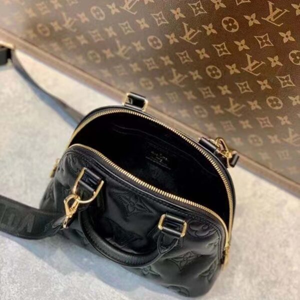 Louis Vuitton LV Women Alma BB Handbag Black Quilted Embroidered Smooth Calf (6)