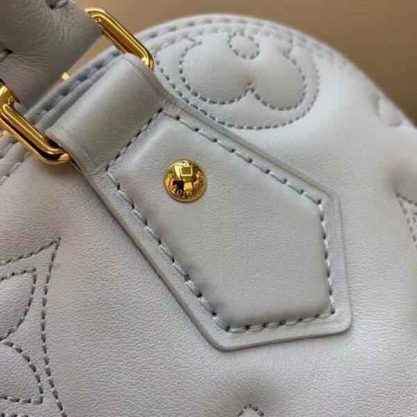 Louis Vuitton LV Women Alma BB Handbag Blue Quilted Embroidered Smooth Calf (11)